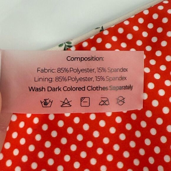 Seamolly Reversible Ditsy Floral & Polka Dot Halter Tie Side Tankini Set | Small - Picture 8 of 8